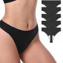 LUCKMEEY Seamless Thongs for Women No Show Thong Panties for Women No Line G-String Thongs Sexy Shapewear Underwear Pack (5p-all Black)