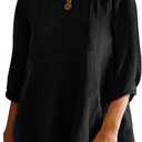 Tankaneo Women's 3/4 Sleeve Tunic Tops Casual Summer Peplum Flowy Oversized Babydoll Blouse Shirts (X-Large, Black)