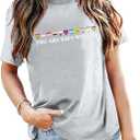 Pride Shirts for Women Lesbian Rainbow Letter Print T-Shirt LGBT Equality Tee Gay Pride Short Sleeve Top Blouse (M)