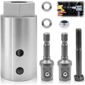 Heavy Duty Trailer Jack Drill Adapter with Cordless Drill, 1/2 to 1" Socket Adapter, Stainless Steel Scissor Jack Drill Adapter Fits Any 1" Drive On Trailer Jack.