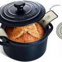 LE TAUCI 3 qt Ceramic Dutch Oven for Bread Baking with Silicone Sling- Lightweight, Non-Toxic, No Seasoning Needed- Oven, Microwave & Dishwasher Safe, Ideal for Home Bakers & Beginners, Midnight Blue