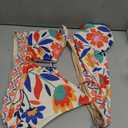 Herseas Womens 2 Piece High Waisted U Wire Bikini Set Floral Print Swimsuit Crisscross Back Bathing Suit Beach Swimwear, Small