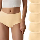 SHARICCA Seamless High Waisted Underwear For Women Cheeky Underwear Wave Edge No Show Bikini Panties Ribbed Panties Pack of 4, Size M