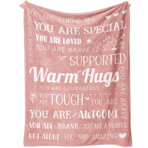 Get Well Blanket, Breast Cancer Gifts for Women, Get Well Soon Gift for Mom Sister Friend Coworker, Feel Better After Surgery Gifts, Mental Health Inspirational Healing Blanket