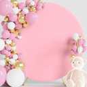 Wokceer 6FT Round Backdrop Cover Pink Round Arch Covers with Buckles Polyster Circle Balloon Arch Cover for Wedding Birthday Party Ceremony Decor