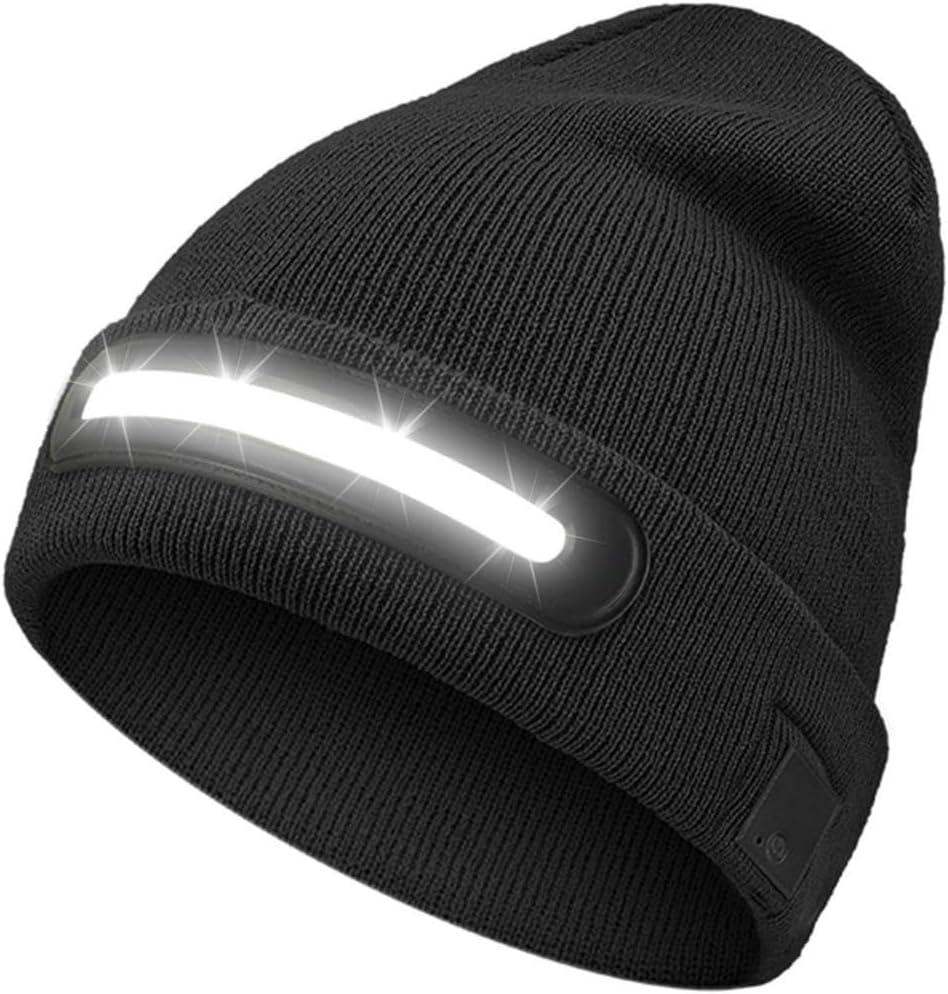 Unisex Beanie with LED Light, Gifts for Men Women Dad Father Husband Wife Boyfriend Valentine Birthday Black (One Size)