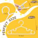 Hsei 5/10/40 Pack Baby Hangers with 10/20/80 Clips, Plastic Kids Pants Hangers for Nursery Closet Top and Bottom Clothes Hanger Set for Newborn Infant Toddler(120 Packs Total,White,10.6 Inch)