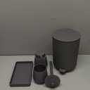 Grey Bathroom Accessories Set with Small Trash Can 3 Liter/0.8 Gallon,Toothbrush Holder,Soap Dispenser,Vanity Tray,Toilet Bowl Brush and Holder Grey 5PCS