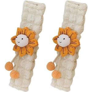 2PCS Flower Car Seat Belt Covers, Cute Car Seat Belt Pad Neck Cushion for Kids and Adults, Comfortable Car Seatbelt Shoulder Strap Protector Covers, Car Accessories for Most Vehicles (Yellow)