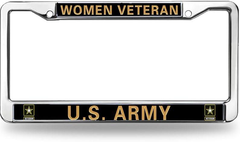 Women Veteran US Army License Plate Frame Military Women Veteran Pride Weather-Proof License Plate Frame US Army Superhero License Plate Frame for Veterans (MY008junduiwai326)