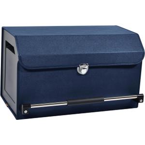 Car Trunk Organizer, Car Trunk Leather Storage Box with Lid and Push-pull Handle Car Trunk Storage Organizer for Car (Blue, 20.47 x 11.42 x 12.2in) (Large)