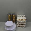KIRE 350 PCS White and Gold Plates Disposable - Elegant Dinnerware Set of 50 Guest, White Plastic Plates With Gold Rim, Pre Rolled Napkins with Silverware & Cups for Party/Wedding