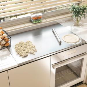 Nisorpa 304 Stainless Steel Chopping Board with Lip, Extra Large Cutting Boards for Kitchen Heavy Duty Cutting Plate with Anti-Slip Mat for Meat Vegetables & Bread, Pastry Board, 35.4"Lx22.8"W
