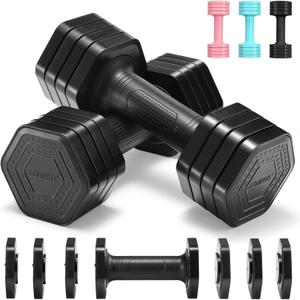 Adjustable Dumbbell Set, 4 in 1 Free Weights Dumbbells Set for Women, Weights for Women at Home, 2lb 3lb 4lb 5lb with TPU Soft Rubber Handle for Home Gym Exercise Training (Black)