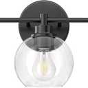 VONLUCE Bathroom Light Fixtures, 3-Light Vanity Light with Globe Glass Shades E26 Sockets, Bathroom Lights Over Mirror for Bedroom Hallway Living Room, Black Finish