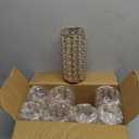 8 Pcs Crystal Metal Vase Centerpiece, 7.9" Cylinder Flower Vase and Hollow-Out Candle Holder for Wedding, Party, Home Table Decor (8, Gold)