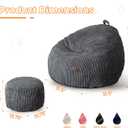 MAXYOYO Kids Bean Bag Chair with Ottoman, Soft Plush Bean Bag Sofa with Removable Cover for Boys and Girls, Convenient Floor Seat with Handle, Comfy Toddler Lounge Chair for Playroom, Dark Grey