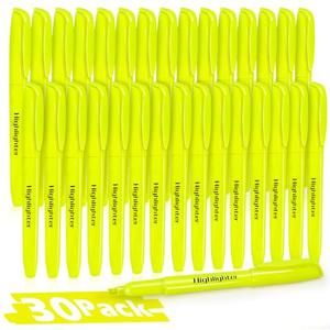 Duchong 30 Yellow Highlighters, Chisel Tip Dry-Quickly Highlighter Markers, Highlighter Bright Colors for Adult Kids, Office Classroom Must Have, School Supplies for Teachers (Missing 2)