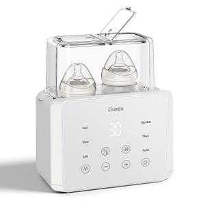 LAREX Double Bottle Warmer, 11-in-1 Fast Baby Bottle Warmer for Breastmilk and Formula, with Timer, Fits 2 Bottles, Accurate Temp Control, Milk Warmer with Thaw, Steri-lizing, Keep Warm, Heat Food (White)