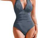 AI'MAGE Bathing Suit for Women Tummy Control Women's Sexy One Piece Swimsuit Adjustable Halter V Neck Swimwear for Women 2025, Large