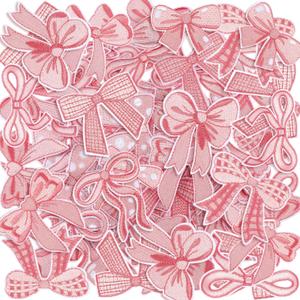 Pink Bow Iron on Patches Cute Buffalo Plaid Polka Dot Ribbon Bowknot Sew on Repair Embroidered Applique Girly Aesthetic DIY Crafts Gift for Girls Women Clothing Backpack Hat