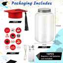 Phoncoo 16 Sets 2026 Graduation Table Decoration with LED Lights, Mason Jar Graduation Centerpieces for Tables with Grad Cap, Stickers for College High Middle School Grad Party Supplies Gifts(Red)