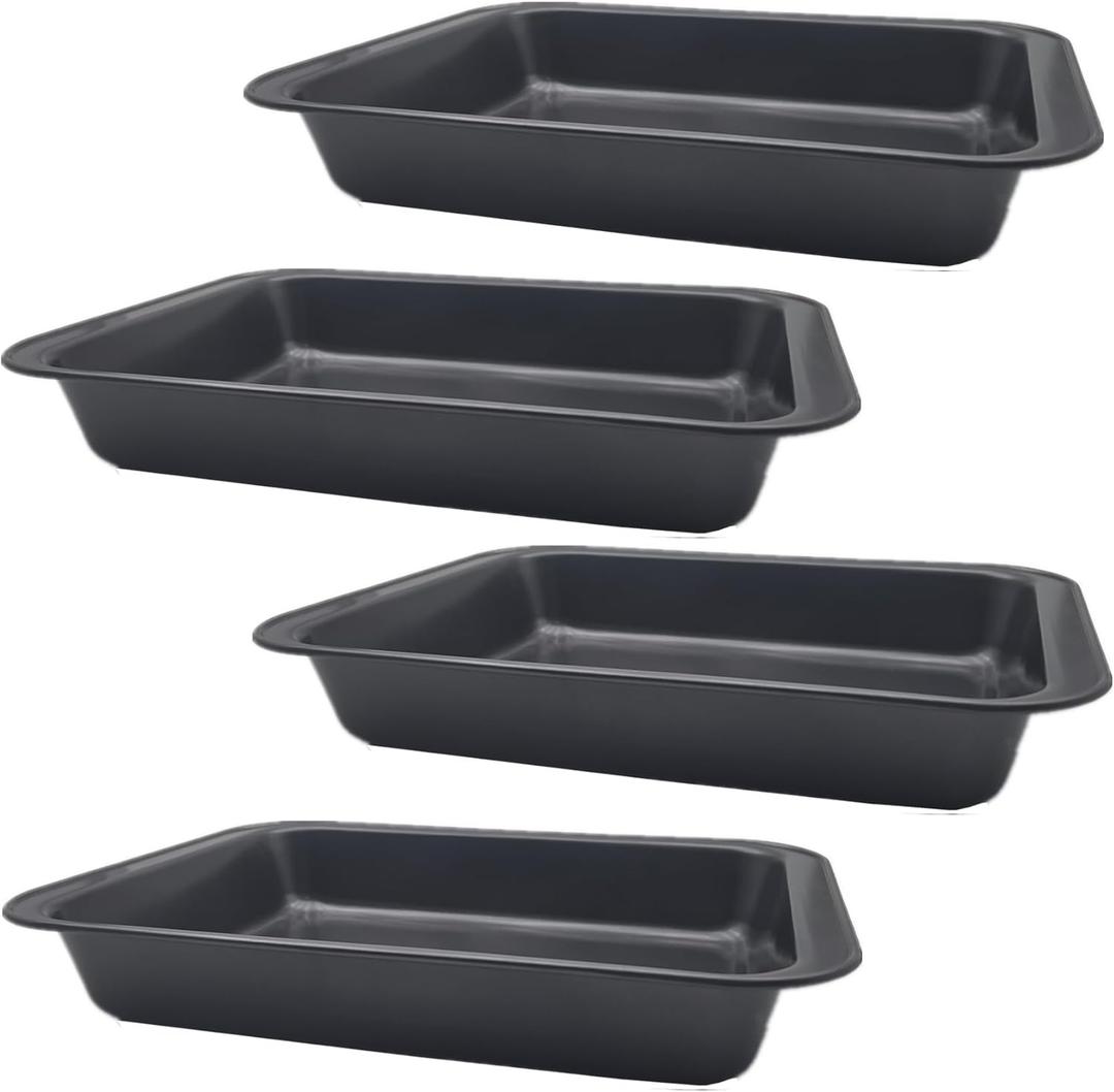 4 Pack Baking Pan, Rectangle Carbon Steel Cake Pan, 12.6 x 8.6 Inch Heavy Duty Nonstick Deep Oven Cookie Sheet Tray for Brownies, Lasagna, Sheet Cakes, Roasting Vegetables, BPA Free