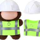 17cm Doll Construction Worker Costume Outfit Accessory with Mini Construction Helmet & Safety Vest Fits Stand Seat Series Hard Hat Doll Clothes for Display Collection Gift (White)