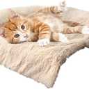 Tinaco Luxurious Calming Dogs/Cats Bed Mats, Dog Pad Washable Removable Couch Cover, Plush Long Fur Mat for Pets, Waterproof Lining, Perfect for Small, Medium and Large Dogs and Cats (Beige, 31"x23")