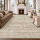 Beauoop 9x12 Washable Beige Neutral Vintage Large Area Rug for Living Room