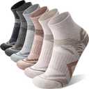 ANTSANG 6 Pairs Merino Wool Quarter Ankle Hiking Running Socks Compression Thermal Thick Cushion Socks for Women Men, Medium