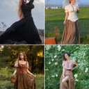 Scarlet Darkness Tiered Maxi Skirts for Women 2026 Summer Beach Flowy Renaissance Long Skirt with Pockets (Green, XXL)