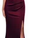 WOOSEA Women Sleeveless V Neck Split Evening Cocktail Long Dress (Large, Burgundy)