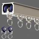 Ceiling Curtain Track Wall Mounted, Aluminum Heavy-Duty Sliding Rails for Windows, Silent Single Curtain Track System for Drapes Room Dividers Living Room Bedroom (Champagne, 7.5ft(2.3m)