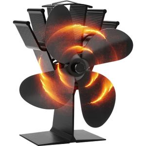 COMBIUBIU 4 Blade Wood Stove Fan, Heat Powered Fireplace Fan for Efficient Warm Air Circulation, Silent Operation Stove Accessories for Log/Wood Stove, Durable Design