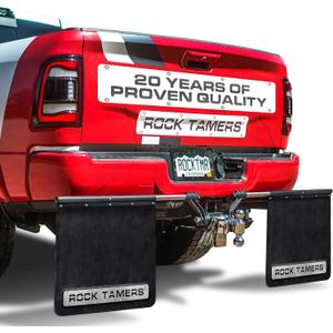 Rock Tamers 00108 - 2" Official Mudflap System - 2" Hitch Receiver, Check Measurements - Removeable and Adjustable Mud Flaps for Trucks - 1 System