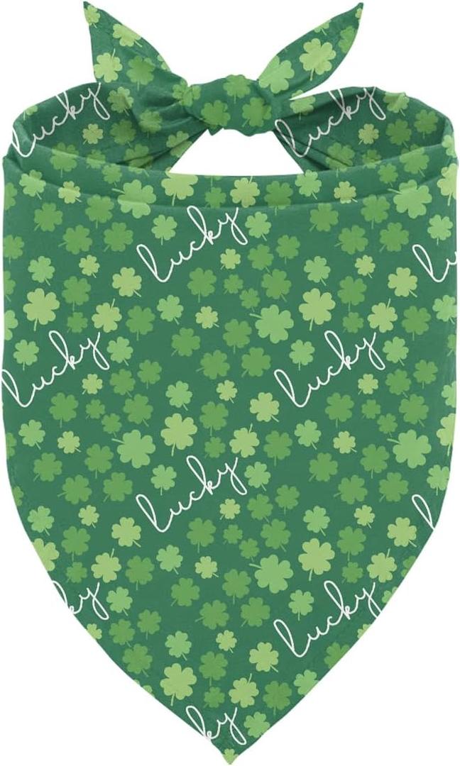 St. Patrick's Day Dog Bandana, Lucky Pet Bandana, Shamrock Irish Style Pet Triangle Scarf, Clover Pets Accessories, Holiday Triangle Dog Bandanas for Small Medium Dogs