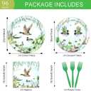 96 Pcs Mallard Duck Party Plates and Napkins Party Supplies One Lucky Duck Tableware Set Duck Hunting Birthday Party Decorations Favors for Duck Hunter Baby Shower Serves 24