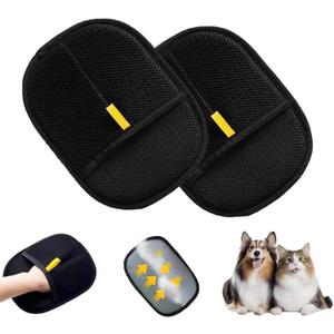 Pet Hair Removal Glove, Pet Hair Removal Tool, Electrostatic Cats and Dogs Pet Hair Removal Gloves, Suitable for All Pets, Reusable (2pcs)