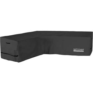 ULTCOVER Patio L-Shaped Left Facing Sofa Cover Waterproof for 6-Seater Outdoor Sectional Furniture Couch 85”W (Left Side) x 110”W (Back Length), Black