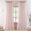 Vision Home Soft Pink Pinch Pleated Semi Sheer Curtains Textured Linen Blended Light Filtering Window Curtains 84 inch for Living Room Bedroom Pinch Pleat Drapes with Hooks 2 Panels 40" Wx84 L
