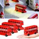 3 Pcs Christmas Mini Village Accessories Retro Decor, Metal Christmas London Desktop Decor for Bedroom Dormitory Home Miniature Xmas Rural Street Decoration(Bus)