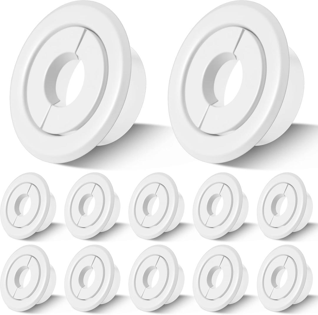 Shimeyao 12 Pcs Retrofit Recessed Fire Sprinkler Escutcheon 1/2" Ips Split 3 Piece 3/4" Adjustment Sprinkler Head Cover Plate Trim Ring for Fire Trim Ceiling (White)