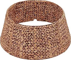 CENBOSS Rattan Christmas Tree Collar, Wicker Tree Skirt & Stand Base Cover (Brown Wash, 24 inch)