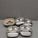 Square Stainless Steel Toddler Plates with Suction – 7.68” Divided Plates with Removable BPA-Free Silicone Sleeves, Unbreakable Baby Feeding Dishes Set of 4