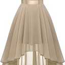 BeryLove Homecoming Cocktail Formal Dresses 2025 Wedding Guest Party Prom Sleeveless Lace High Low Dress Large, Champagne