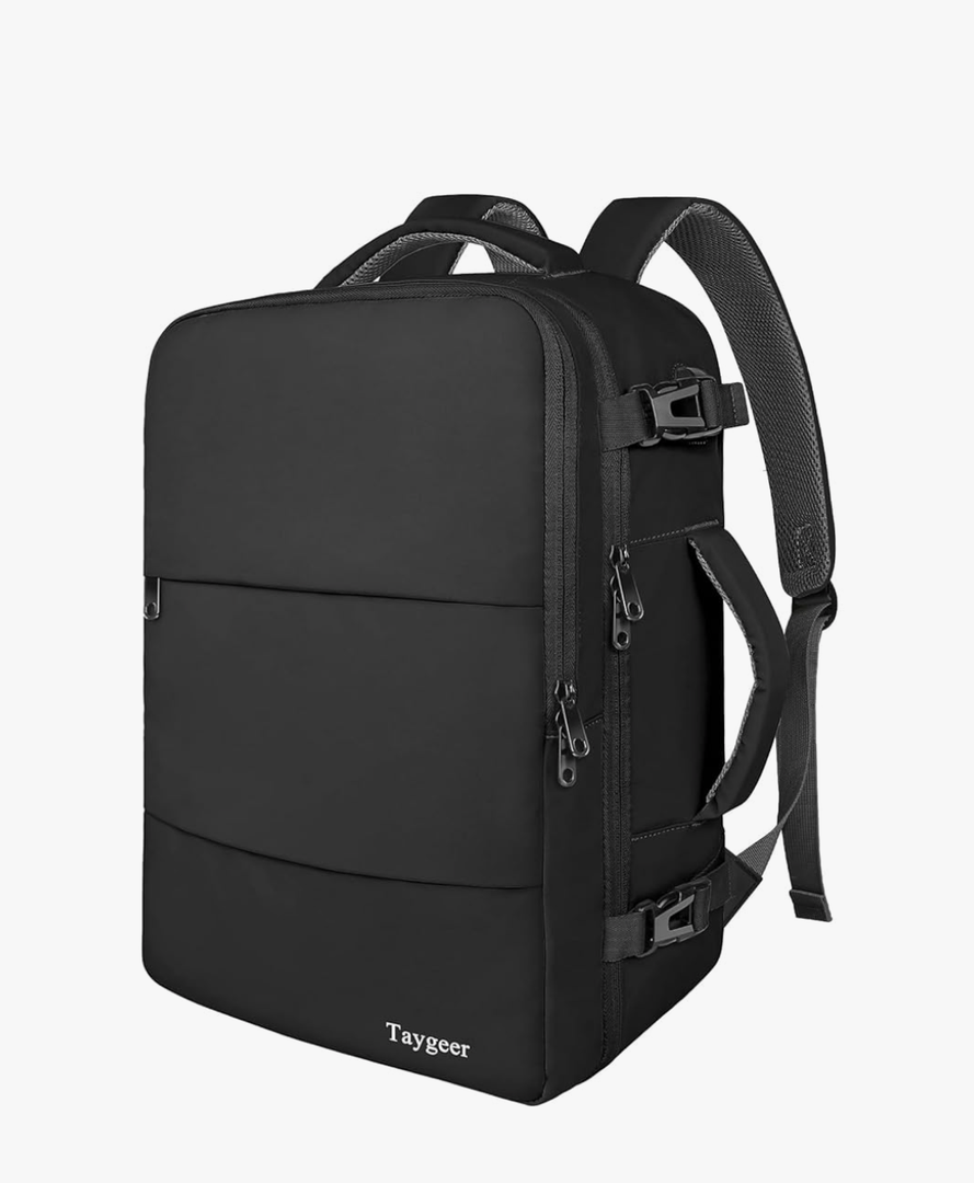 Taygeer Travel Laptop Backpack for Men Women, Airplane Approved Travel Backpack Suitcase with Usb Charging Port, Lightweight College 35l Luggage Bag 15.6inch Laptop Mochila Gifts for Business,Black