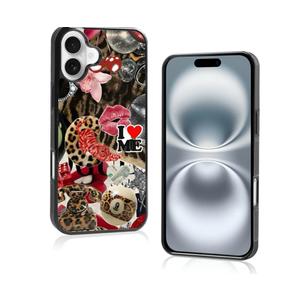 Aesthetic Summer Cheetah Print Collage Phone Case Compatible with iPhone 16 Plus Case 6.7 Inch, TPU Shockproof Protection Coquette Y2K Leopard Preppy Phone Case for Girls Women Cover