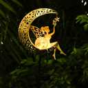 ZKLiLi Solar Lights Garden Decorations,Moon Fairy Light,Solar Crackle Glass Globe,Warm LED Light for Pathway Lawn Patio Courtyard Gifts for Mom Grandma Women