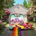 Trunk or Treat Car Decorations Kit,7 Pcs Pink Party Decor,Girls' Birthday Party,Candy Backdrop Banner,Rainbow Road,Red White Plastic Cover, with 4 Pcs Sugar Themed Stickers for SUV Truck Garage Door